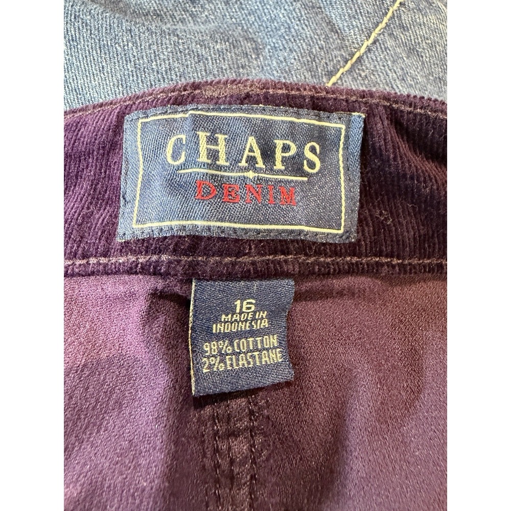 Chaps Women's Purple Corduroy Pants Straight Leg Zip Button Pocket Casual - Picture 5 of 6